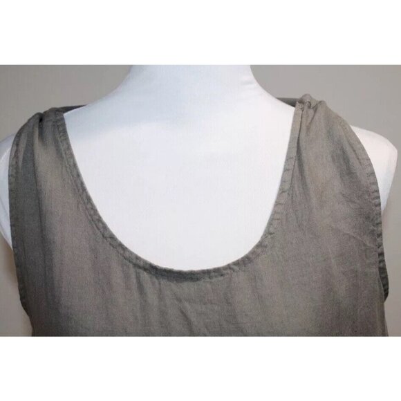 Cartoon Germany Women's Linen Dress Tie Neck Pullover Sleeveless Midi Khaki M - Picture 6 of 7